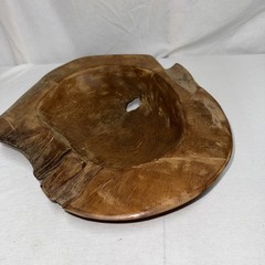 Live Edge Burl Wood Bowl Natural Root Centerpiece Hand Carved Organic Teak 16”