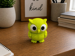 Cute Knitted Owl Figurine – 3D Printed Home & Desk Decor