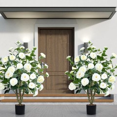 Artificial Camellia Tree 2 Pack 42″ Faux Camellia Plant in Pot with 32 Blooming