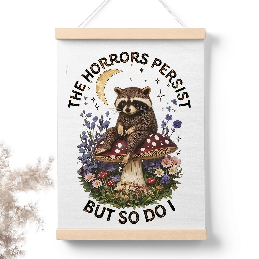 Raccoon Motivational Quote Wall Decor,Mental Health Inspirational Wall Art,Po…