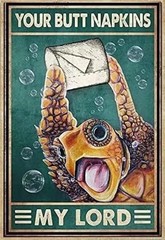 Metal Tin Sign Aluminum 8×12 Funny Turtle Toilet Paper Bathroom Decor