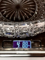 LARGE 9 1/4″ VTG Round Bowl AMC13 Lead Crystal Criss-Cross & Cane American Cut