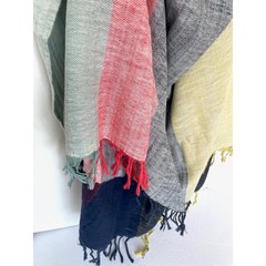 Anthropologie Throw Blanket 60×70 Colorblock Cotton Lightweight Fringe