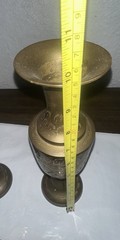 BRONZE VASE DECORATION FLORAL ENGRAVINGS Made In India 7.75”
