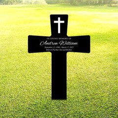 Personalized Memorial Acrylic Plaque Stake, Grave Marker Cross, Memorial Gift