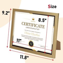 Certificate Frames Document frames 8.5×11 for Wall Or Tabletop , Set of 12 Gold