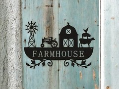 Metal Black Wall Art Farmhouse Rustic Farm Scene 12×8 Inches US Shipper