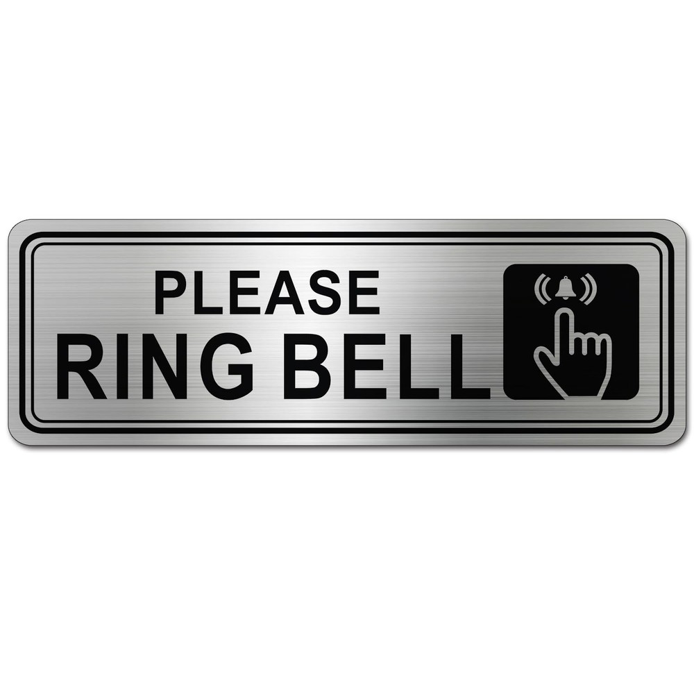 Stainless Steel Metal Door Sign 9x3in Self Adhesive Doorbell Sign Door Plate