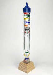 25″ Tall Square Tube Galileo Thermometer With Wooden Base