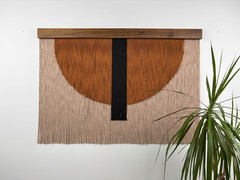 Personalizable Large Macrame Wall Art: Bohemian Textile on Walnut, Beech, Oak