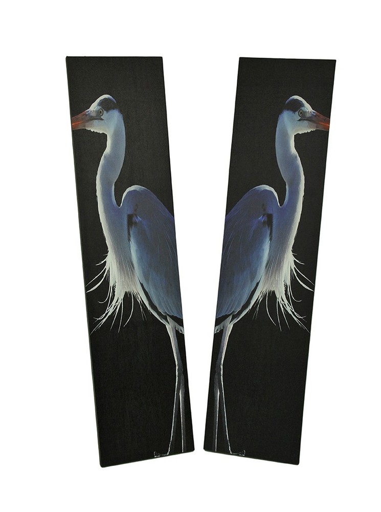 Zeckos 42 in. Twin Herons Black and White Canvas Print Set