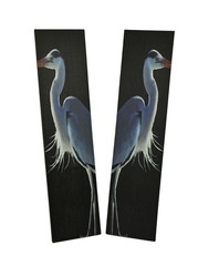 Zeckos 42 in. Twin Herons Black and White Canvas Print Set