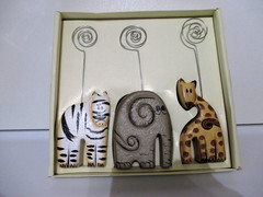Pier 1 Imports Set of 3 wood and wire safari animal photo holders