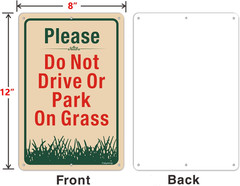 2 Pack Please Do Not Drive Or Park On Grass Yard Signs 12 x 8 Inches No Parki…