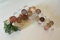 Multicolored Cluster Grapes On The Vine With Leaves Lucite 9 Inches Long