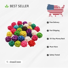 Vibrant 20 Pcs Wicker Rattan Balls – Perfect for DIY Crafts & Home Decoration