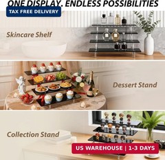 Acrylic Riser Display Stand, Black 4 Tier Cupcake Stand Display Risers Shelf Per
