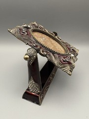 5×5 Cast Iron Bi jou Swivel Picture Frame Tilting Palms Leopard Jems 2×3 Picture
