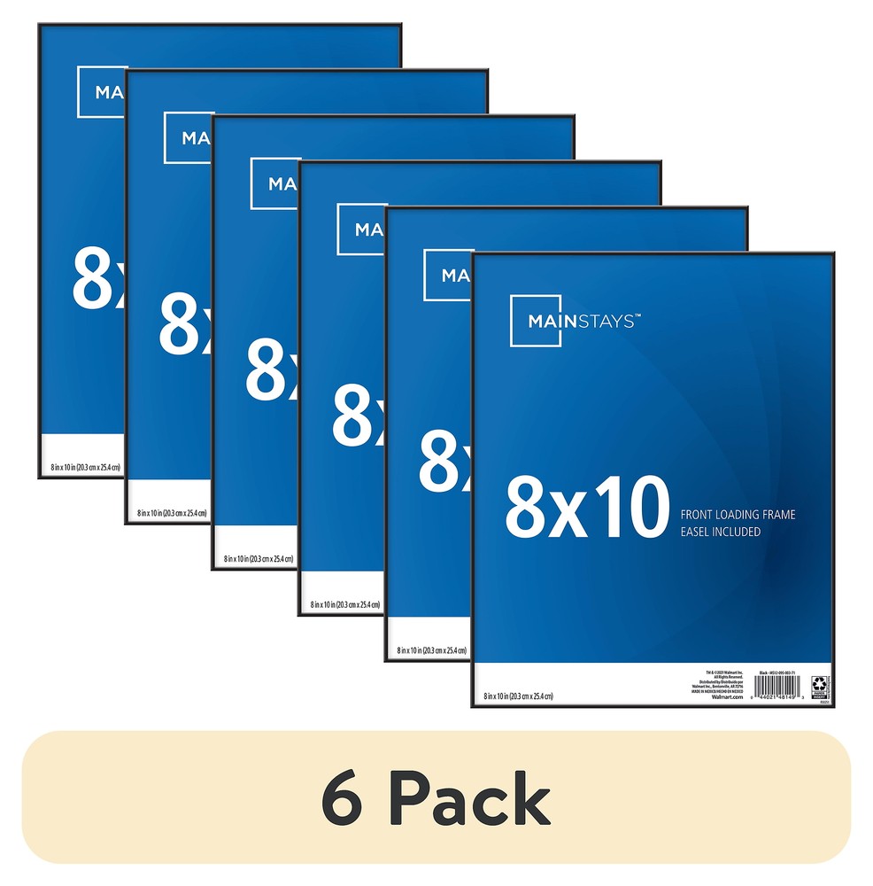 (6 pack) 8×10 Front Loading Basic Tabletop Picture Frame, Black