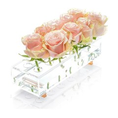 Acrylic Flower Vase Rectangular Gold Plated Legs Dining Table Decor 12 Holes