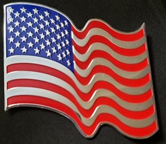 AMERICAN FLAG METAL STICKER «CHROME FLAG» 3 1/2 X 3 1/4″