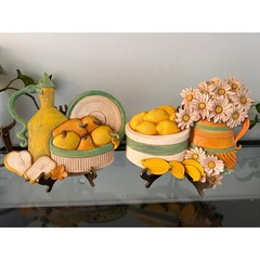 Vintage 1981 Syroco Homco Fruit Floral Wall Plaques Set 7610 Kitchen Decor USA