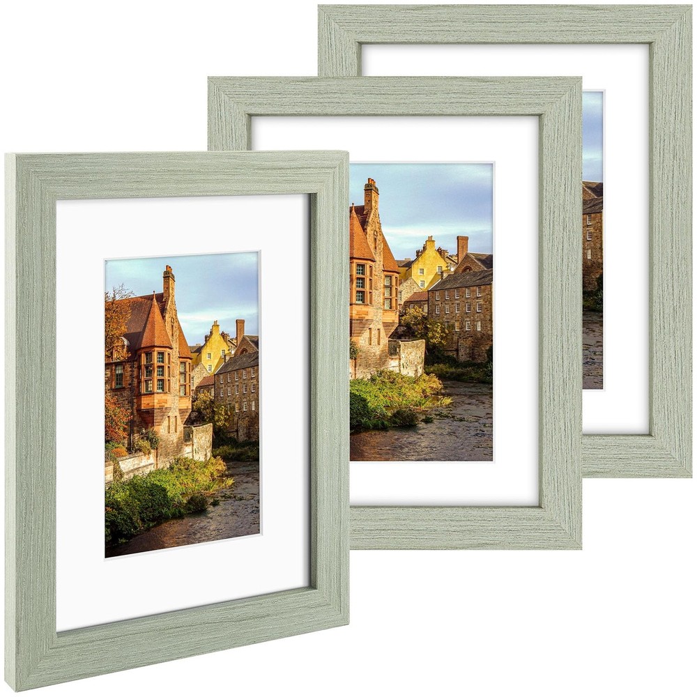 3 Pack 6×8 Grey Wood Picture Frame for 4×6 Photo Wall Tabletop Desktop Display