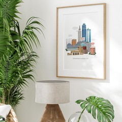 Kansas City Skyline Art Print 12×16 | Wall Art | Illustration | Buildings | Down