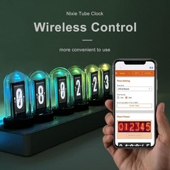 JoFomp Nixie Tube Clock Kit, IPS Color Screen Desk Digital Clock, Glow Tube Nixi