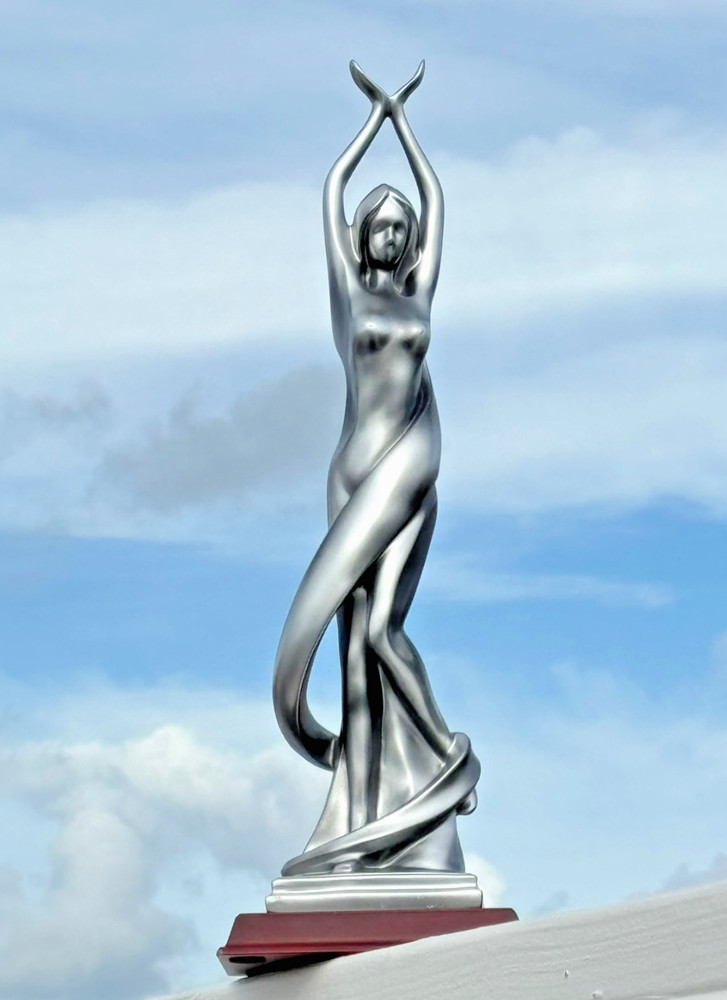 Yoga Sculpture Female Art Deco Silver Statue Modern Zen Decor Figurine Feminine