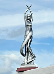 Yoga Sculpture Female Art Deco Silver Statue Modern Zen Decor Figurine Feminine