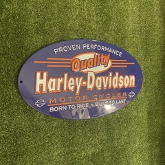 Vintage-Style Harley-Davidson Oval Metal Sign Motorcycle Biker Collectible