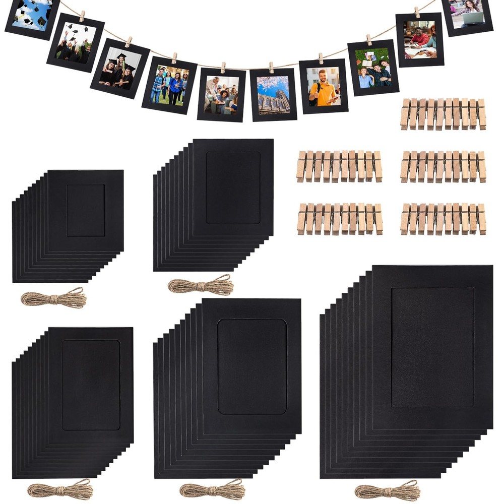 50Pcs Paper Picture Frames Set,3″/4″/5″/6″/7″ Cardboard Photo Frame, DIY Card…