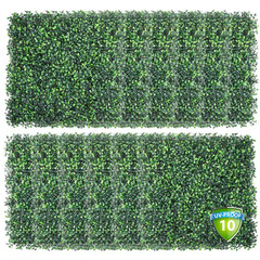 12- Piece 20 In. X 20 In. X 1.75 In. Artificial Boxwood Grass Wall Panels Boxwoo