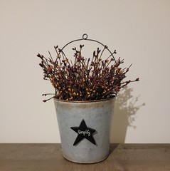 Simplify Primitive Tin Bucket Pip Berries With Wood Star