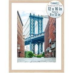 – 12X16 Light Oak Picture Frame Fits 11X15 Photos with Mat to 9X12 Image – Moder