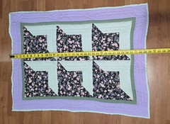 Vintage Handmade Floral Patchwork Quilt Square Lavender Cottagecore Wall Hanging