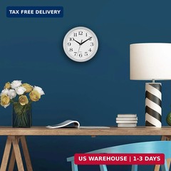 Bernhard Products White Wall Clock Silent Non Ticking 10 Inch Quality Quartz Bat