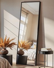 Full Length Floor Mirror 56″x15″, Standing Mirror with Aluminum Frame, Large …