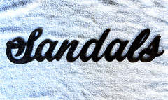 Plasma Cut Out Metal Decoration Cursive “Sandals” 14 Inches Long 3 Inches Tall