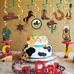 10PCS Western Cowboy Party Swirls Streamers – Western Theme Birthday Hanging …