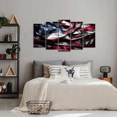 5 Pieces USA American Flag Canvas Wall Art Vintage Flags Picture Print Giclee…