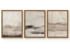 3 Piece Large Abstract Framed Wall Art, Neutral Beige Modern Art Wall Decor, …