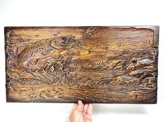 Trout Fish Fishing 3D Wood Carved Carving Wall Hanging Art 21 3/4″ Custom-Made