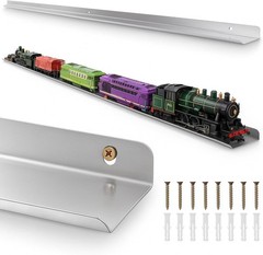 Train Display Case 2 Pack 48″ O HO Scale Model Locomotive Wall Railroad Shelf