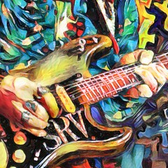 Stevie Ray Vaughan Art Print, Blues Canvas, SRV Painting Print