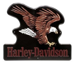 Harley-Davidson Embossed Tin Sign, Swooping Eagle Graphic, 17 x 15.7 inches