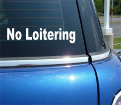 NO LOITERING DECAL STICKER DOOR WALL BUSINESS RETAIL STORE CUSTOMER CAR TRUCK