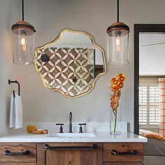 Irregular Wall Mirror Gold, Asymmetrical Wavy Mirrors Decoartive for Bathroom,
