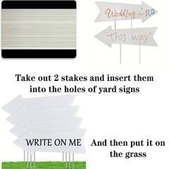 Blank-Arrow-Signs Bulk with Stakes 3 Pack 17 X 6 Inches Wedding Directional Yard
